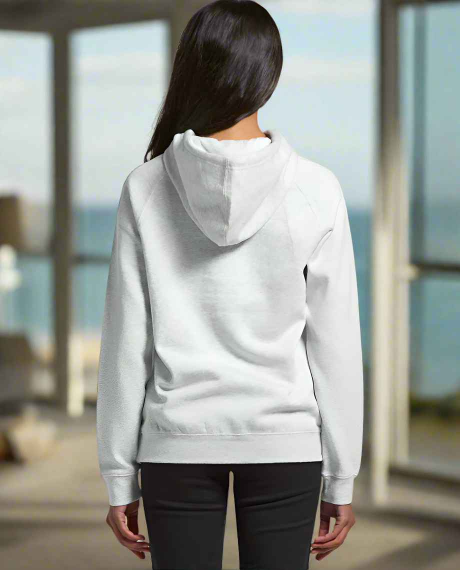 Ladies Hoodie - Hibiscus - White Marle