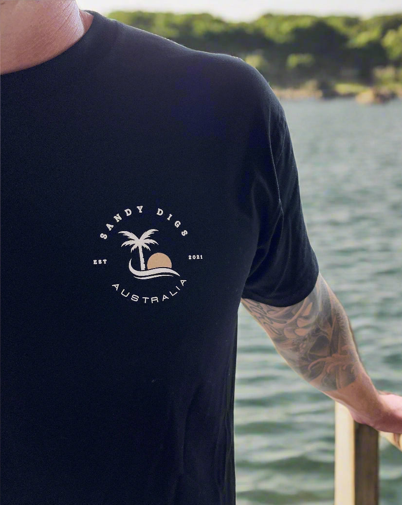 Mens Tee - Palm Tree - Black