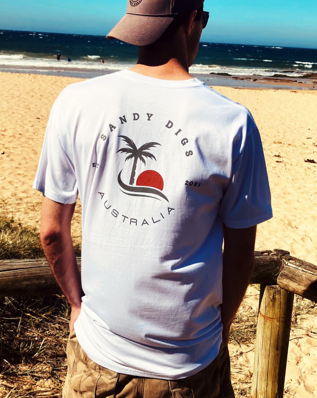 Mens Tee - Palm Tree - White