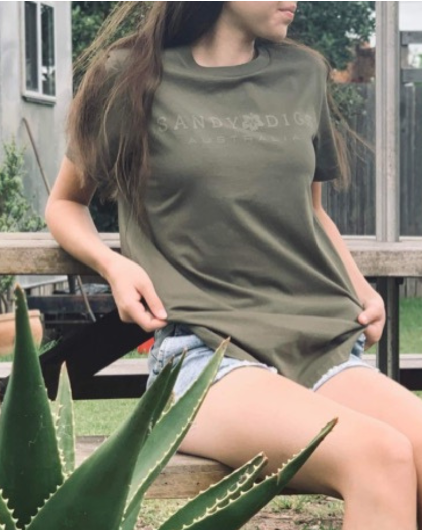 Ladies Tee - Hibiscus - Army Green