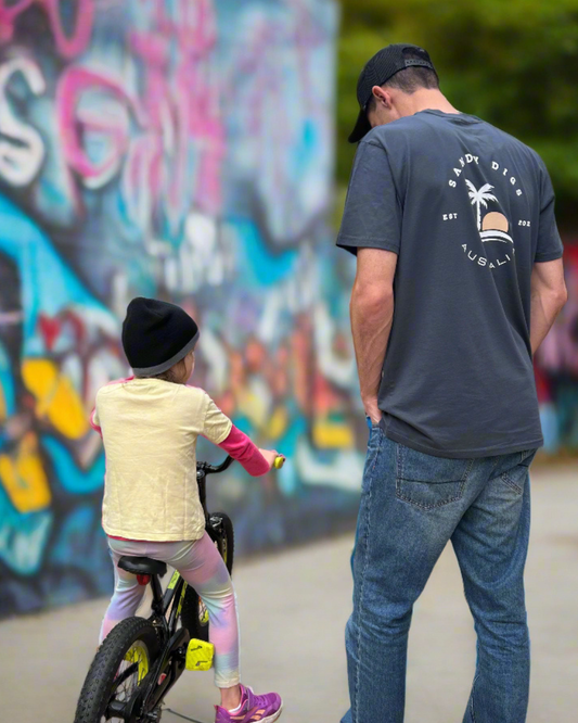 Mens Tee - Palm Tree - Petrol Blue