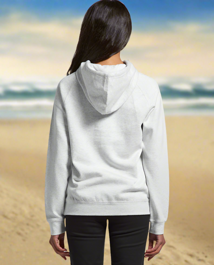 Ladies Hoodie - Hibiscus - White Marle