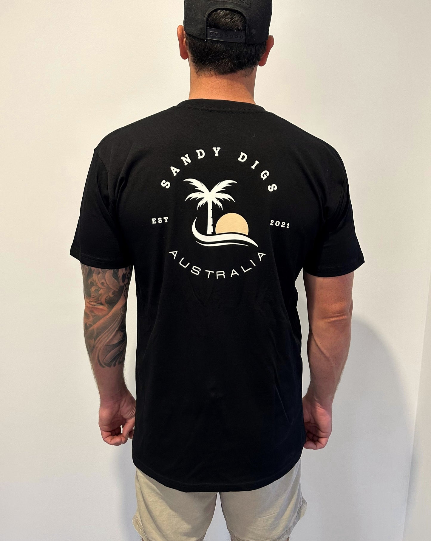 Mens Tee - Palm Tree - Black