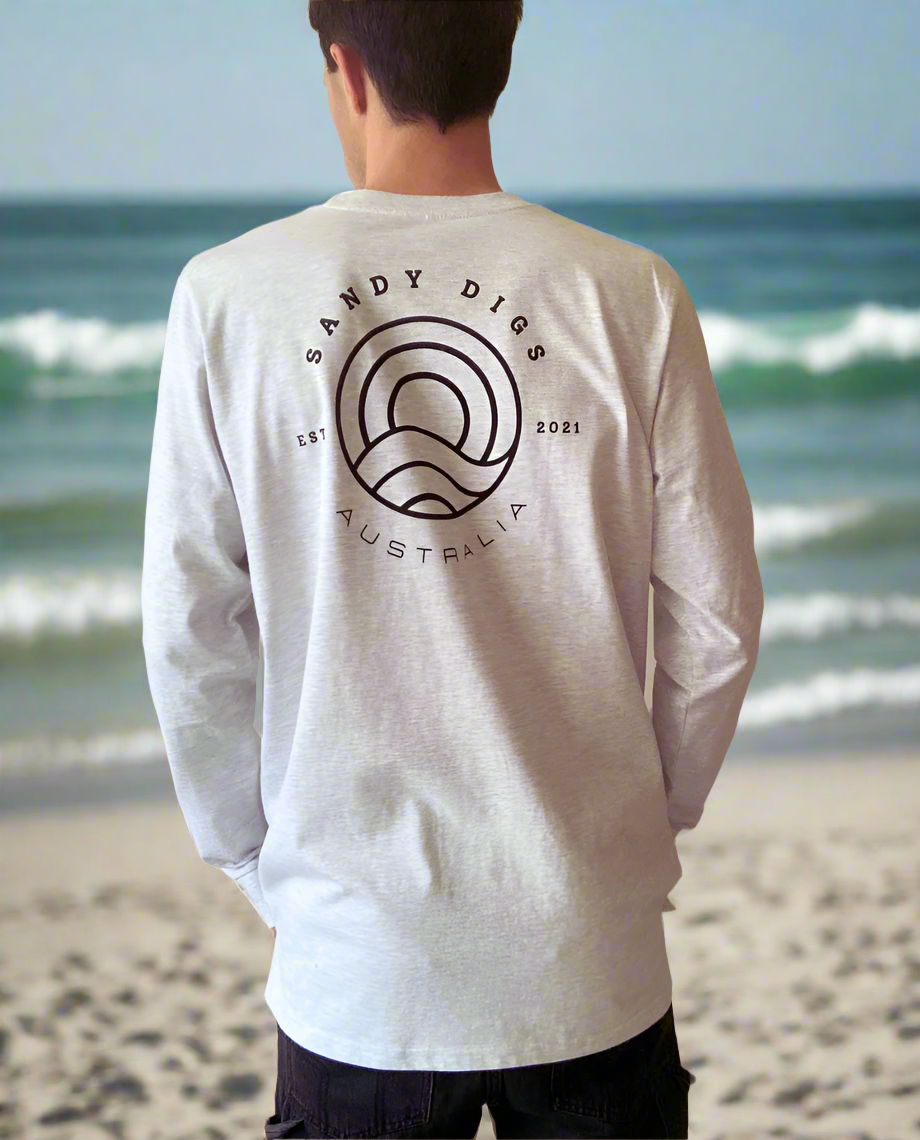 Mens Long sleeve - Sun Wave - White Marle