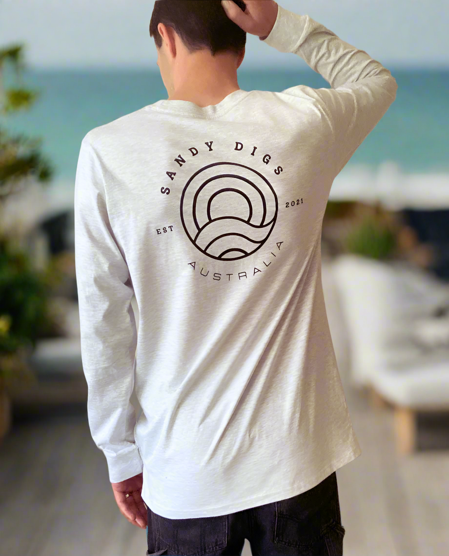 Mens Long sleeve - Sun Wave - White Marle