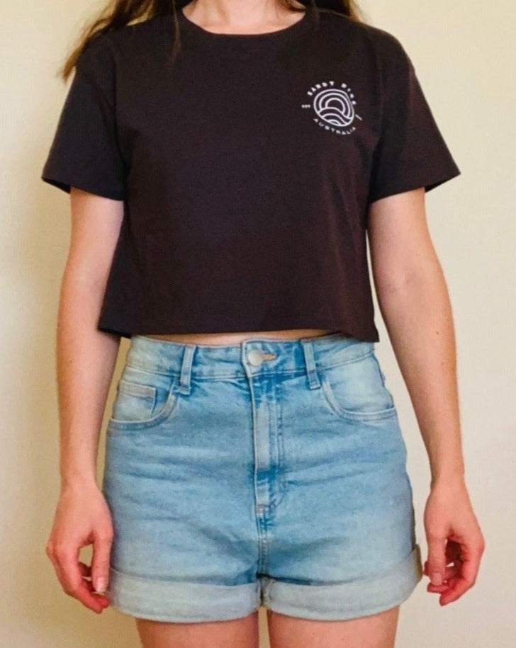 Ladies Crop Top - Sun Wave - Coal