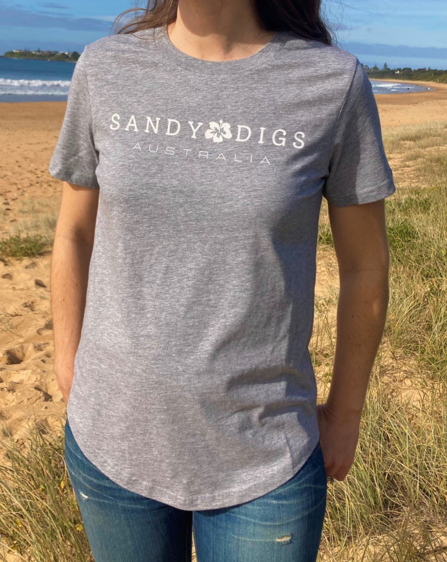 Ladies Tee - Hibiscus - Grey Marle