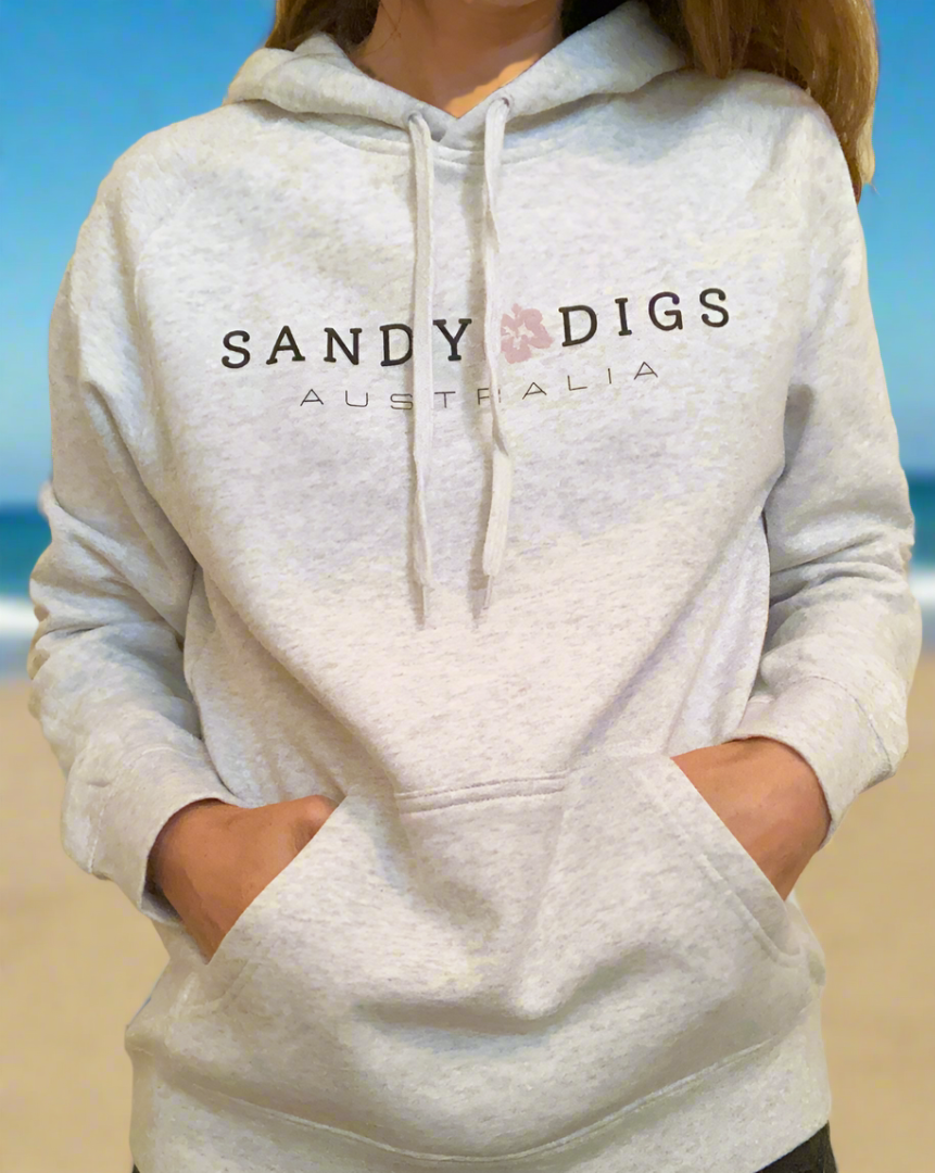 Ladies Hoodie - Hibiscus - White Marle