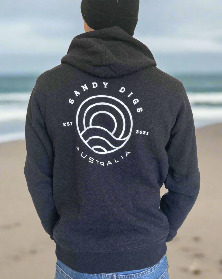 Men's Hoodie - Sun Wave - Black Marle